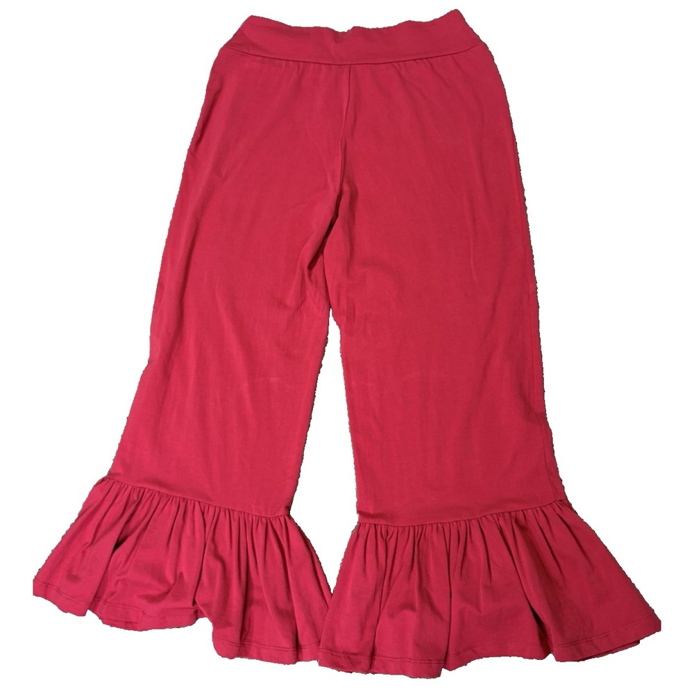 Matilda Jane Best Big Ruffle Crop Pants Women's Large Burgundy - Picture 6 of 7